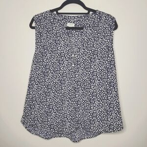 J.Crew Women's Size L Black & White Sleeveless Floral Top